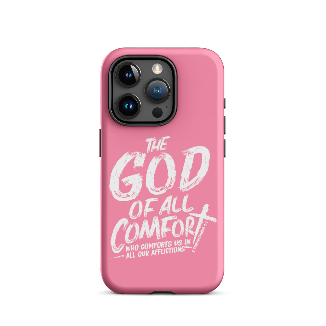 Christian Phone Case God of All Comfort Pink for iPhone® iPhone® Phone Cases Matte iPhone 15 Pro 