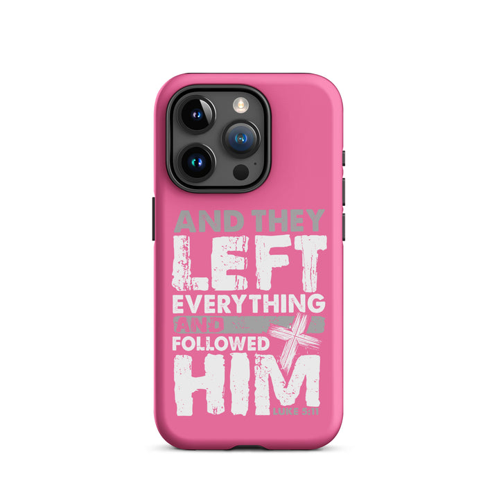 Christian Phone Case Left Everything Cross Pink for iPhone® iPhone® Phone Cases Matte iPhone 15 Pro 