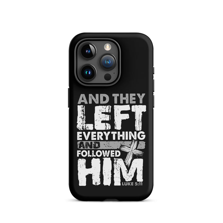 Christian Phone Case Left Everything Cross Black for iPhone® iPhone® Phone Cases Matte iPhone 15 Pro 