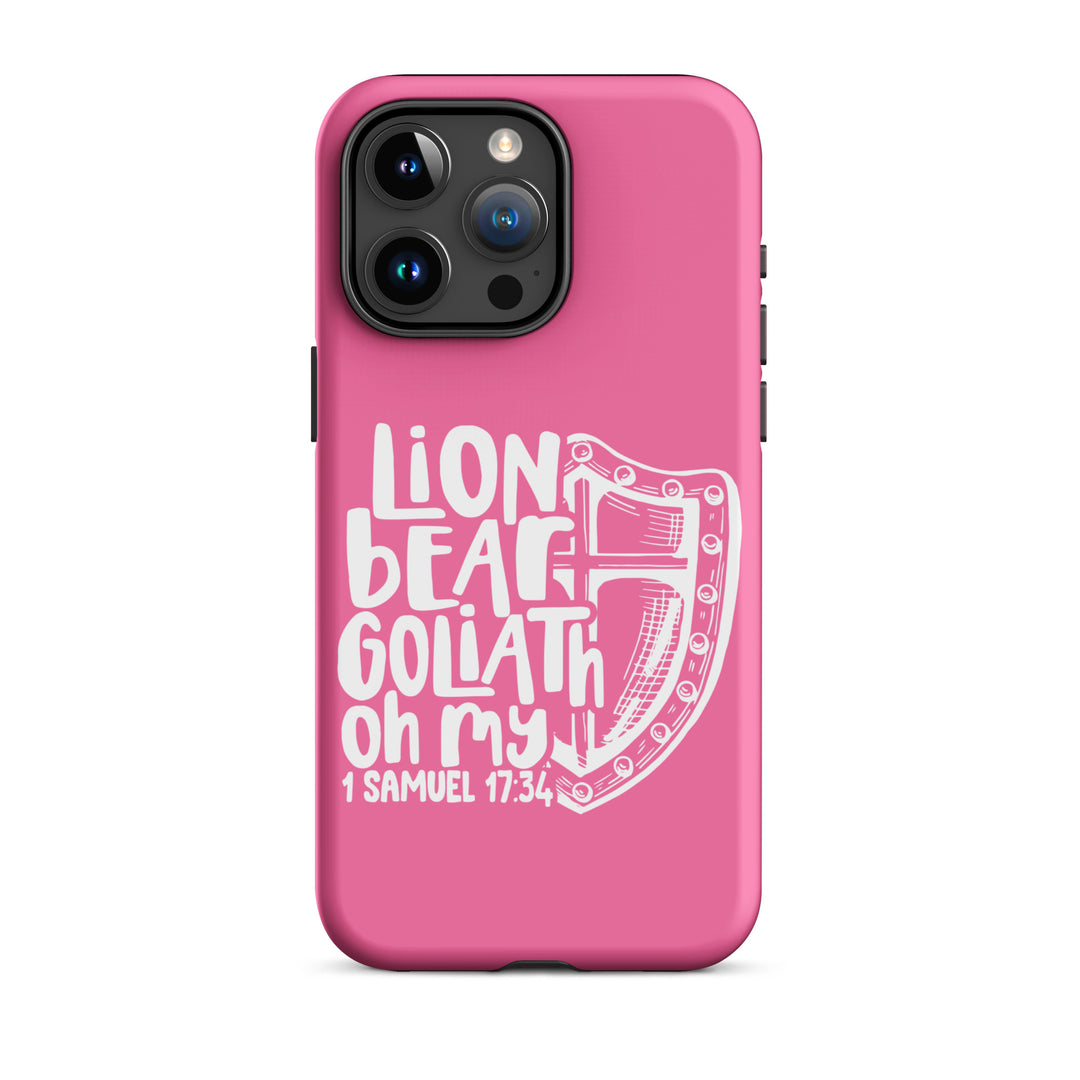 Christian Phone Case Lion Bear Goliath Oh My Pink for iPhone® iPhone® Phone Cases Matte iPhone 15 Pro Max 