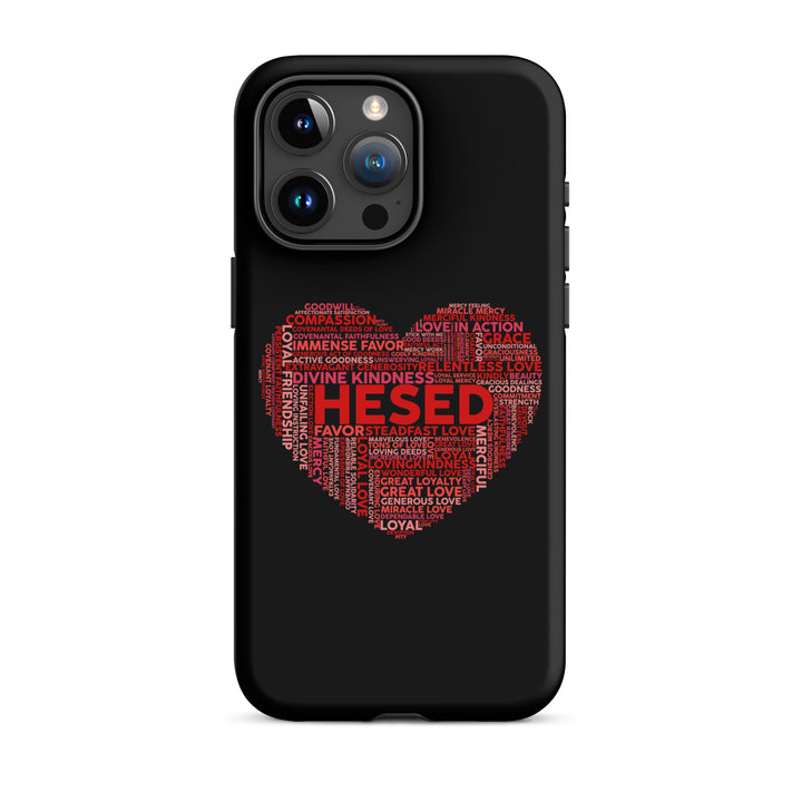 Christian Phone Case Hesed Heart Black for iPhone® iPhone® Phone Cases Matte iPhone 15 Pro Max 