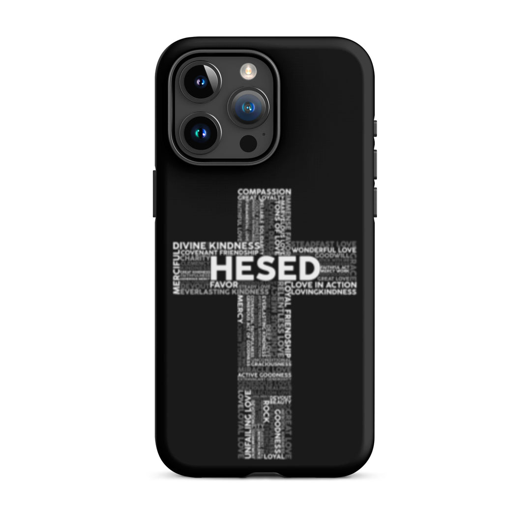 Christian Phone Case Hesed Cross Black for iPhone® iPhone® Phone Cases Matte iPhone 15 Pro Max 