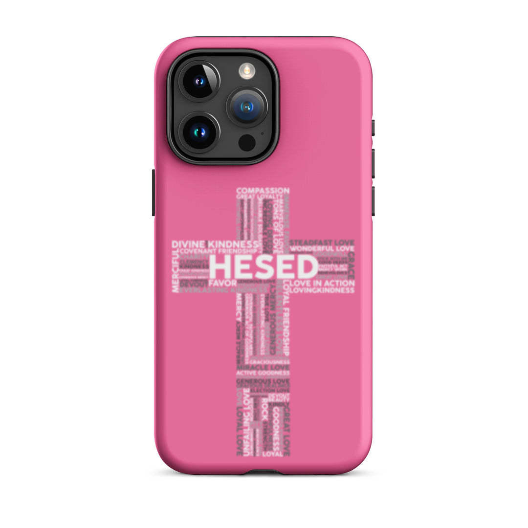 Christian Phone Case Hesed Cross Pink for iPhone® iPhone® Phone Cases Matte iPhone 15 Pro Max 