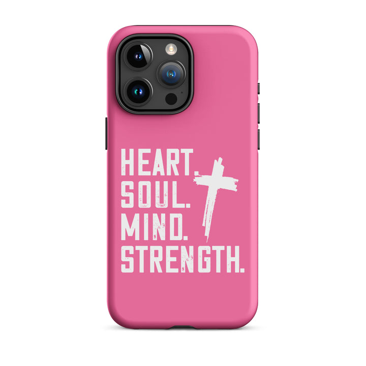 Christian Phone Case Heart Soul Mind Strength Pink for iPhone® iPhone® Phone Cases Matte iPhone 15 Pro Max 