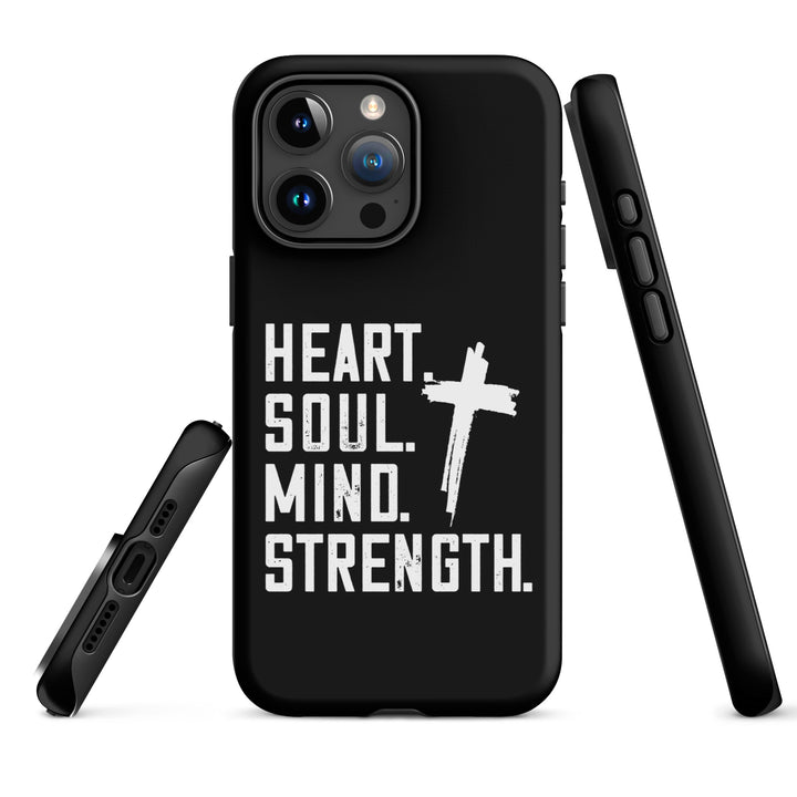 Christian Phone Case Heart Soul Mind Strength Black for iPhone® iPhone® Phone Cases   