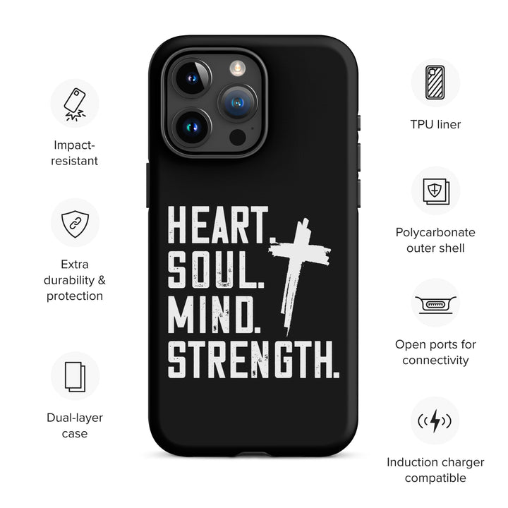 Christian Phone Case Heart Soul Mind Strength Black for iPhone® iPhone® Phone Cases   