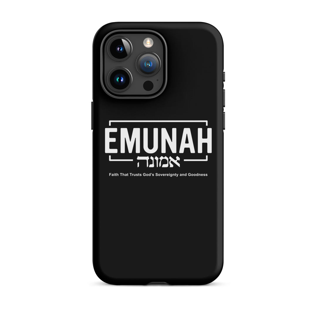 Christian Phone Case Emunah Faith That Trusts Black for iPhone® iPhone® Phone Cases Matte iPhone 15 Pro Max 