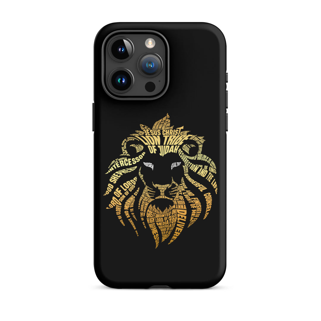 Christian Phone Case Lion Word Cloud Black for iPhone® iPhone® Phone Cases Matte iPhone 15 Pro Max 