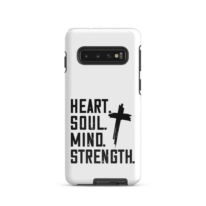 Christian Phone Case Heart Soul Mind Strength White for Samsung® Samsung® Phone Cases Glossy Samsung Galaxy S10 