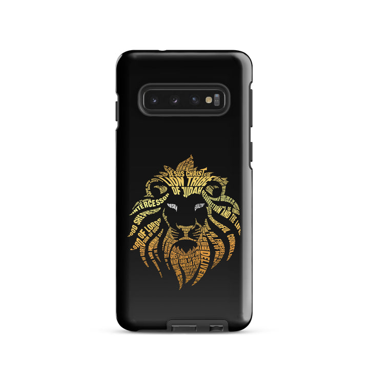 Christian Phone Case Lion Word Cloud Black for Samsung® Samsung® Phone Cases Glossy Samsung Galaxy S10 