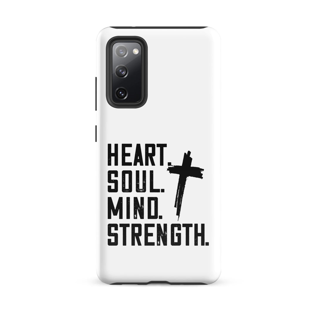 Christian Phone Case Heart Soul Mind Strength White for Samsung® Samsung® Phone Cases Glossy Samsung Galaxy S20 FE 