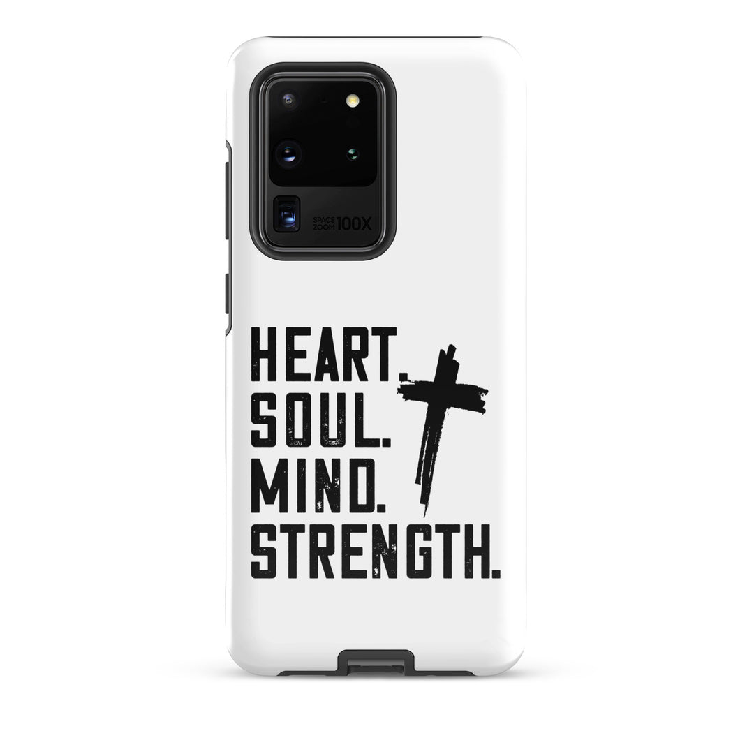 Christian Phone Case Heart Soul Mind Strength White for Samsung® Samsung® Phone Cases Glossy Samsung Galaxy S20 Ultra 