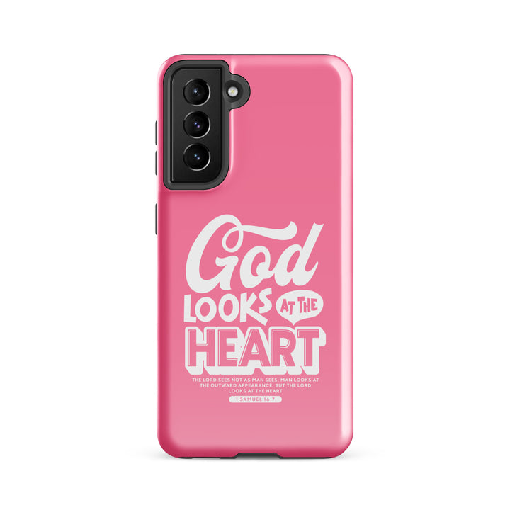 Christian Phone Case God Looks At Heart  for Samsung® Samsung® Phone Cases Glossy Samsung Galaxy S21 FE 