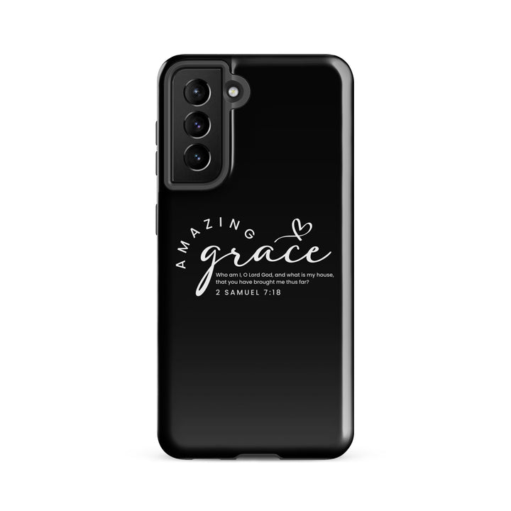 Christian Phone Case Amazing Grace Heart Black for Samsung® Samsung® Phone Cases Glossy Samsung Galaxy S21 FE 