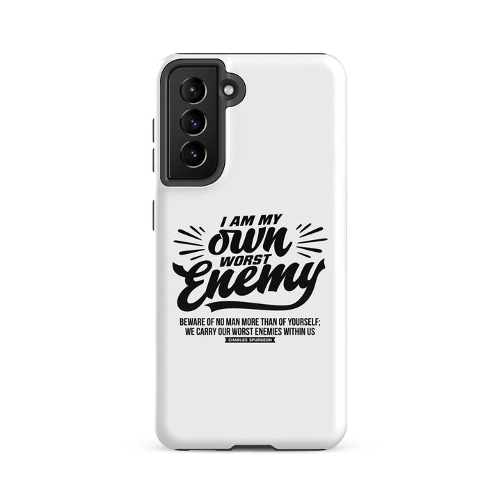 Christian Phone Case Worst Enemy White for Samsung® Samsung® Phone Cases Glossy Samsung Galaxy S21 FE 