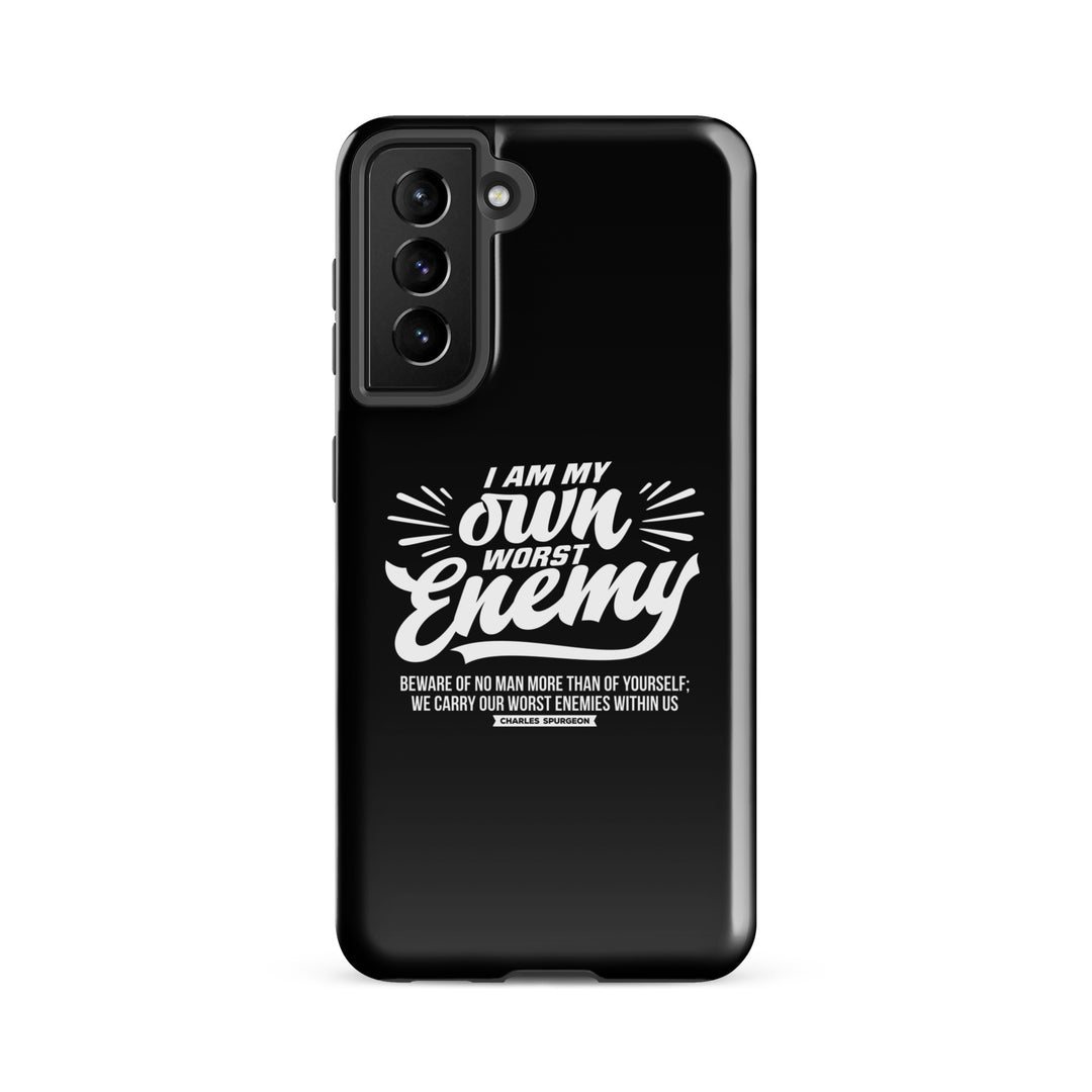 Christian Phone Case Worst Enemy Black for Samsung® Samsung® Phone Cases Glossy Samsung Galaxy S21 FE 