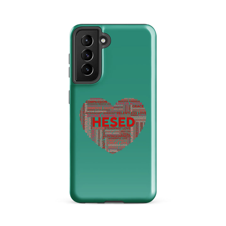 Christian Phone Case Hesed Heart Teal for Samsung® Samsung® Phone Cases Glossy Samsung Galaxy S21 FE 