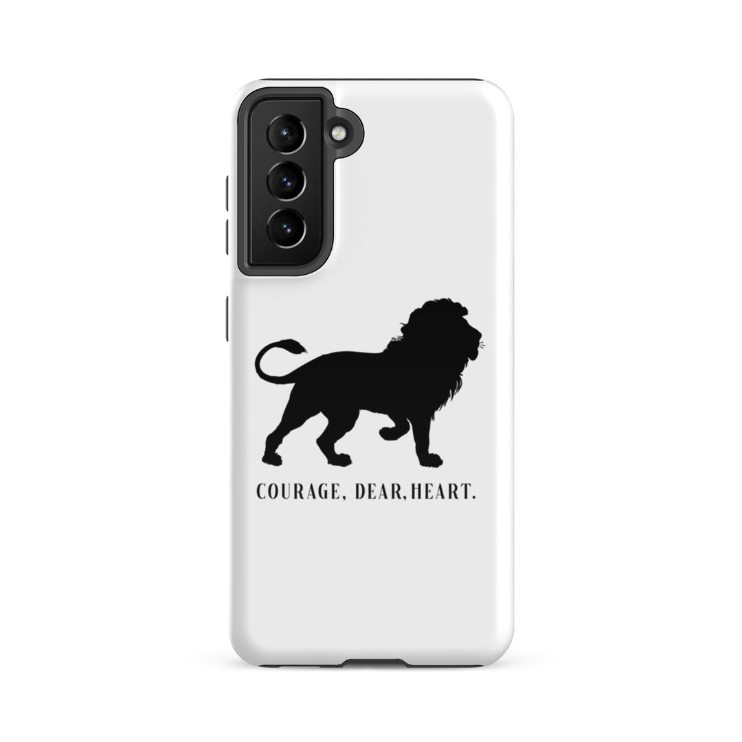 Christian Phone Case Courage Dear Heart White for Samsung® Samsung® Phone Cases Glossy Samsung Galaxy S21 FE 