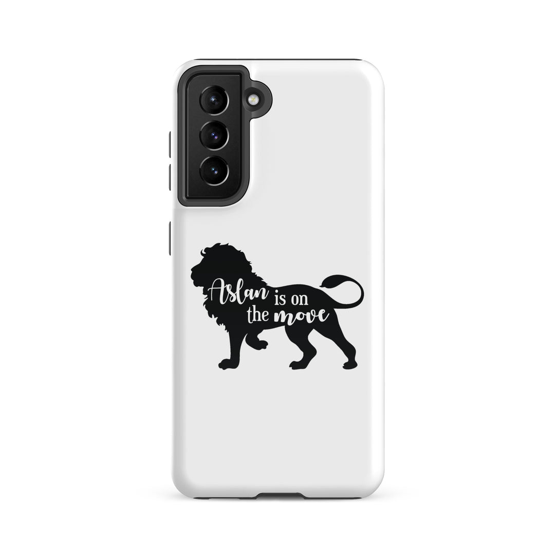 Christian Phone Case Aslan Is On The Move White for Samsung® Samsung® Phone Cases Glossy Samsung Galaxy S21 FE 