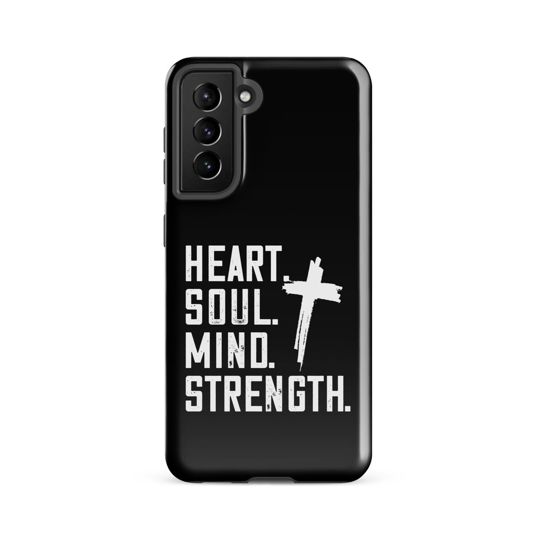 Christian Phone Case Heart Soul Mind Strength Black  for Samsung® Samsung® Phone Cases Glossy Samsung Galaxy S21 FE 