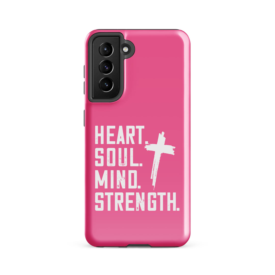 Christian Phone Case Heart Soul Mind Strength Pink for Samsung® Samsung® Phone Cases Glossy Samsung Galaxy S21 FE 