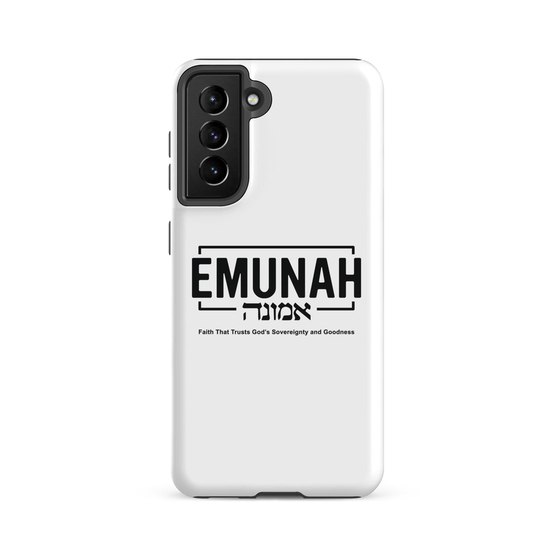 Christian Phone Case Emunah Faith That Trusts White for Samsung® Samsung® Phone Cases Glossy Samsung Galaxy S21 FE 