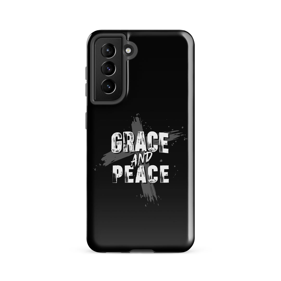 Christian Phone Case Grace and Peace Cross Black for Samsung® Samsung® Phone Cases Glossy Samsung Galaxy S21 FE 