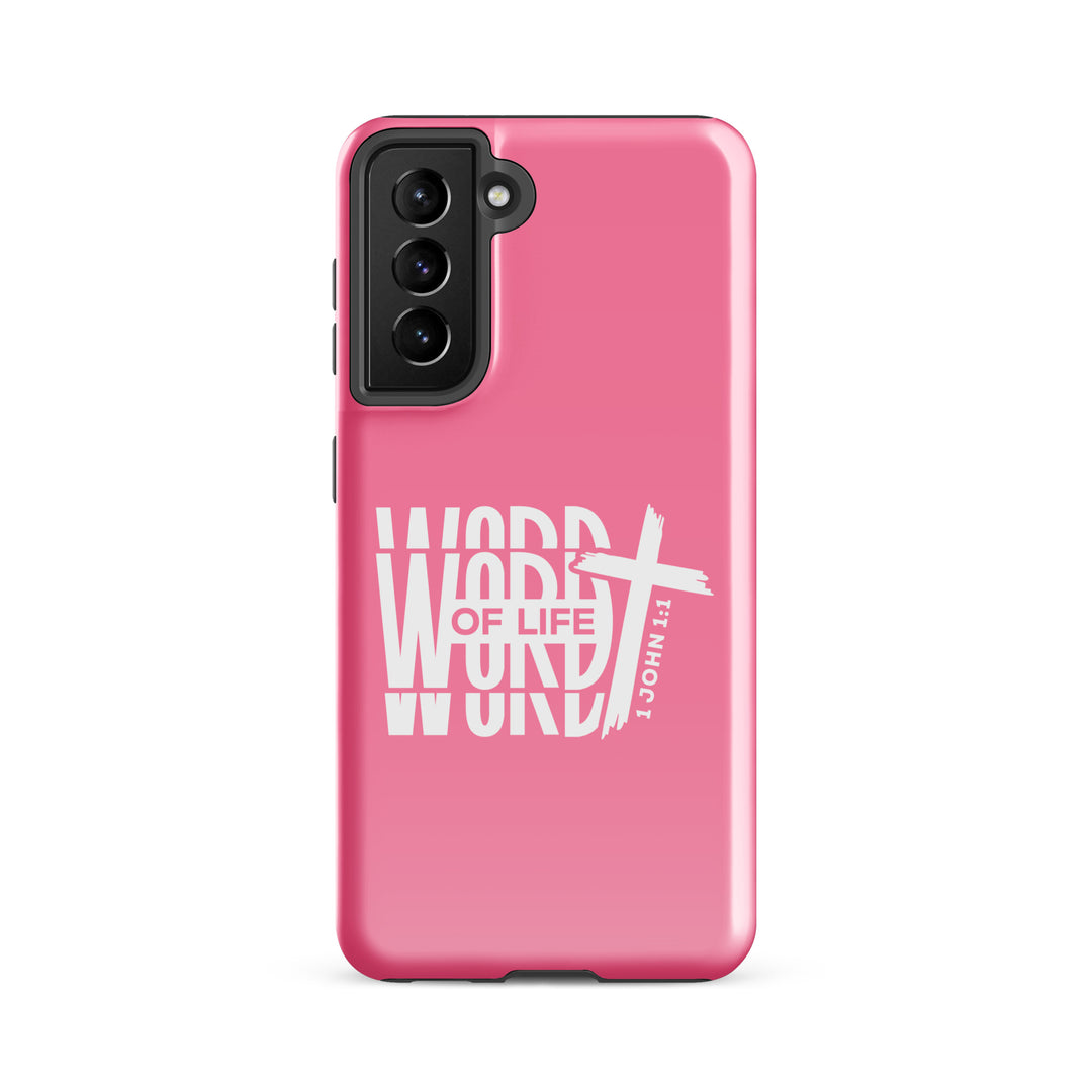 Christian Phone Case Word of Life Cross Pink for Samsung® Samsung® Phone Cases Glossy Samsung Galaxy S21 FE 