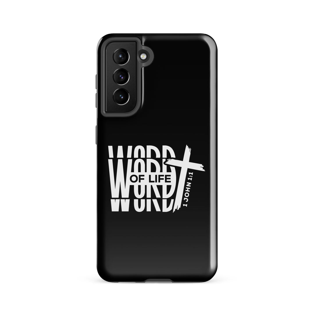 Christian Phone Case Word of Life Cross Black for Samsung® Samsung® Phone Cases Glossy Samsung Galaxy S21 FE 