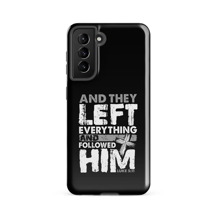 Christian Phone Case Left Everything Cross Black for Samsung® Samsung® Phone Cases Glossy Samsung Galaxy S21 FE 