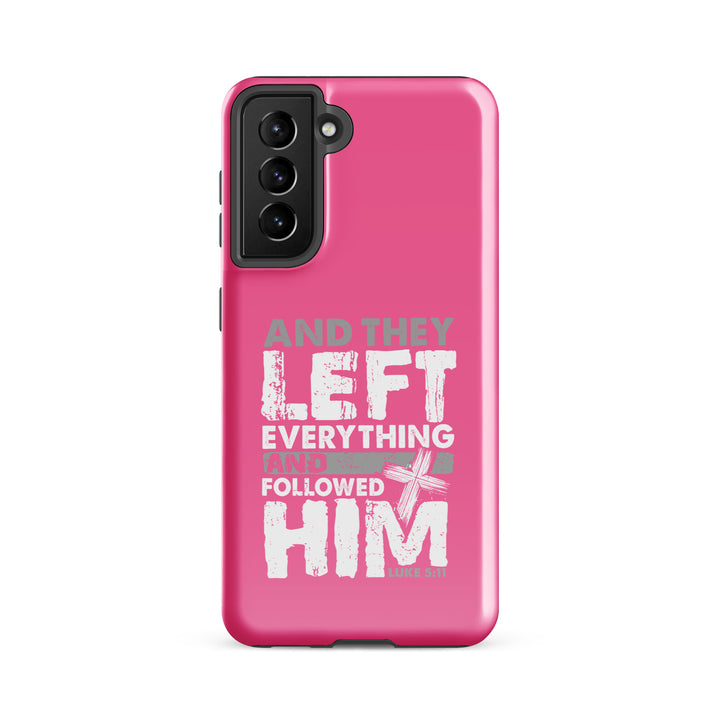 Christian Phone Case Left Everything Cross Pink for Samsung® Samsung® Phone Cases Glossy Samsung Galaxy S21 FE 