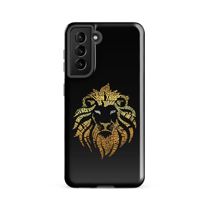 Christian Phone Case Lion Word Cloud Black for Samsung® Samsung® Phone Cases Glossy Samsung Galaxy S21 FE 