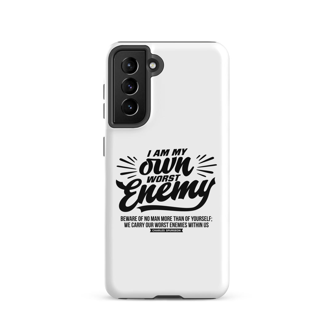 Christian Phone Case Worst Enemy White for Samsung® Samsung® Phone Cases Glossy Samsung Galaxy S21 