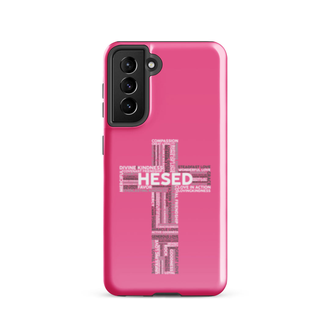 Christian Phone Case Hesed Cross Pink for Samsung® Samsung® Phone Cases Glossy Samsung Galaxy S21 