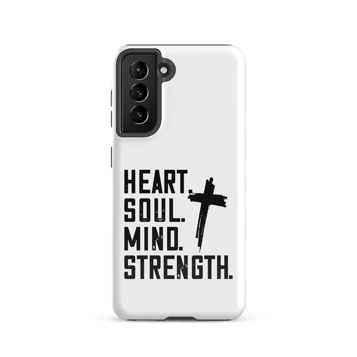 Christian Phone Case Heart Soul Mind Strength White for Samsung® Samsung® Phone Cases Glossy Samsung Galaxy S21 