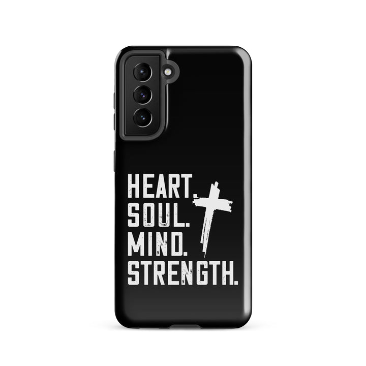 Christian Phone Case Heart Soul Mind Strength Black  for Samsung® Samsung® Phone Cases Glossy Samsung Galaxy S21 