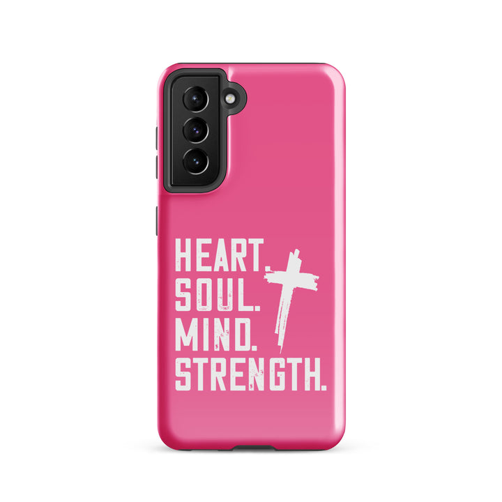 Christian Phone Case Heart Soul Mind Strength Pink for Samsung® Samsung® Phone Cases Glossy Samsung Galaxy S21 