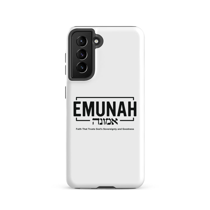 Christian Phone Case Emunah Faith That Trusts White for Samsung® Samsung® Phone Cases Glossy Samsung Galaxy S21 