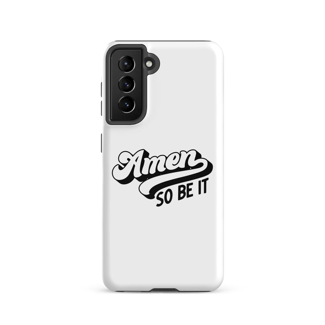 Christian Phone Case Amen So Be It White for Samsung® Samsung® Phone Cases Glossy Samsung Galaxy S21 