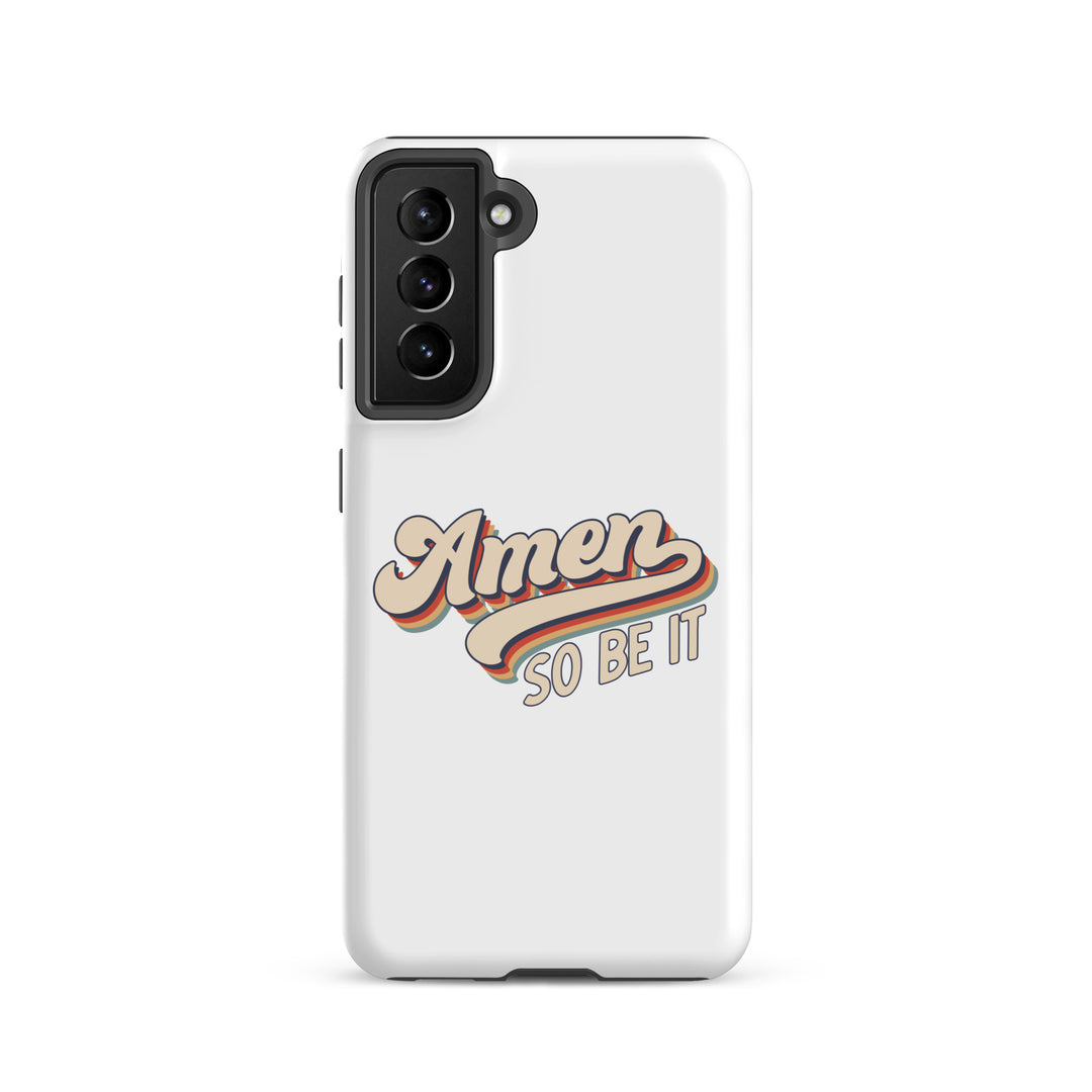 Christian Phone Case Amen So Be It White for Samsung® Samsung® Phone Cases Glossy Samsung Galaxy S21 