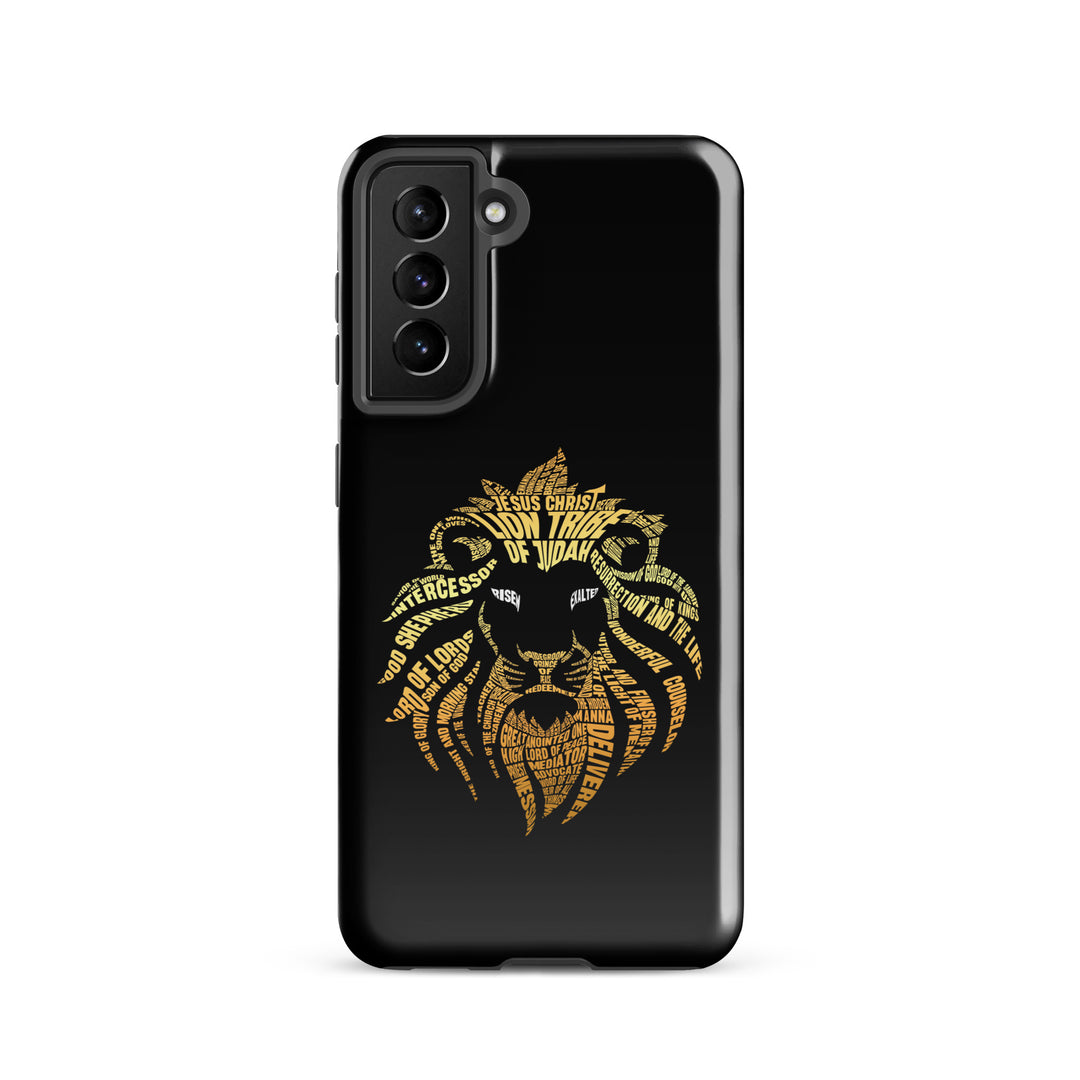 Christian Phone Case Lion Word Cloud Black for Samsung® Samsung® Phone Cases Glossy Samsung Galaxy S21 