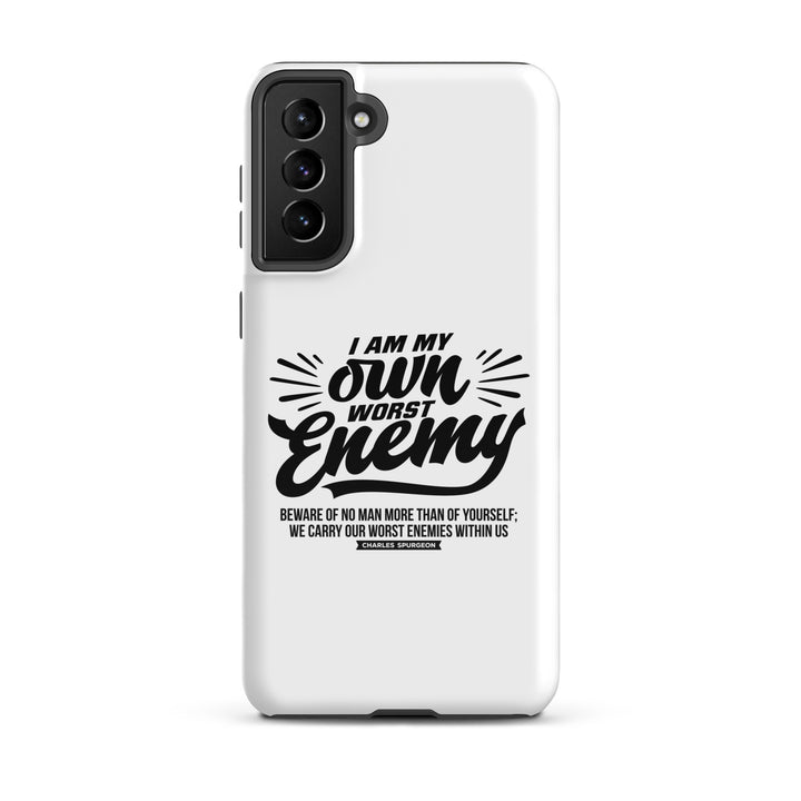 Christian Phone Case Worst Enemy White for Samsung® Samsung® Phone Cases Glossy Samsung Galaxy S21 Plus 