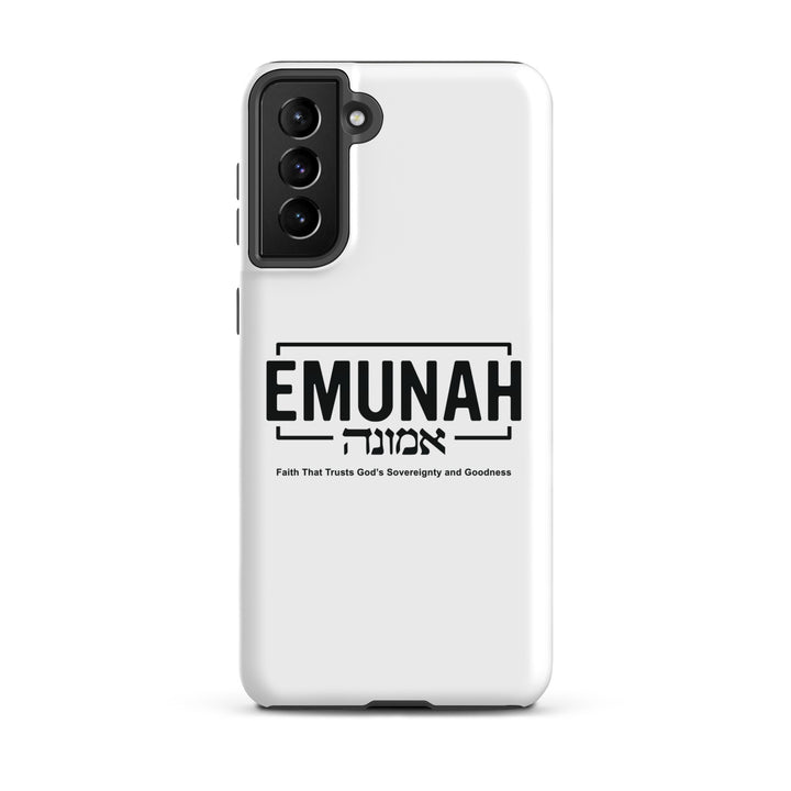 Christian Phone Case Emunah Faith That Trusts White for Samsung® Samsung® Phone Cases Glossy Samsung Galaxy S21 Plus 