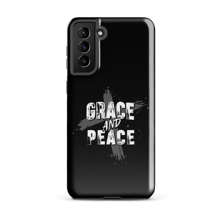 Christian Phone Case Grace and Peace Cross Black for Samsung® Samsung® Phone Cases Glossy Samsung Galaxy S21 Plus 