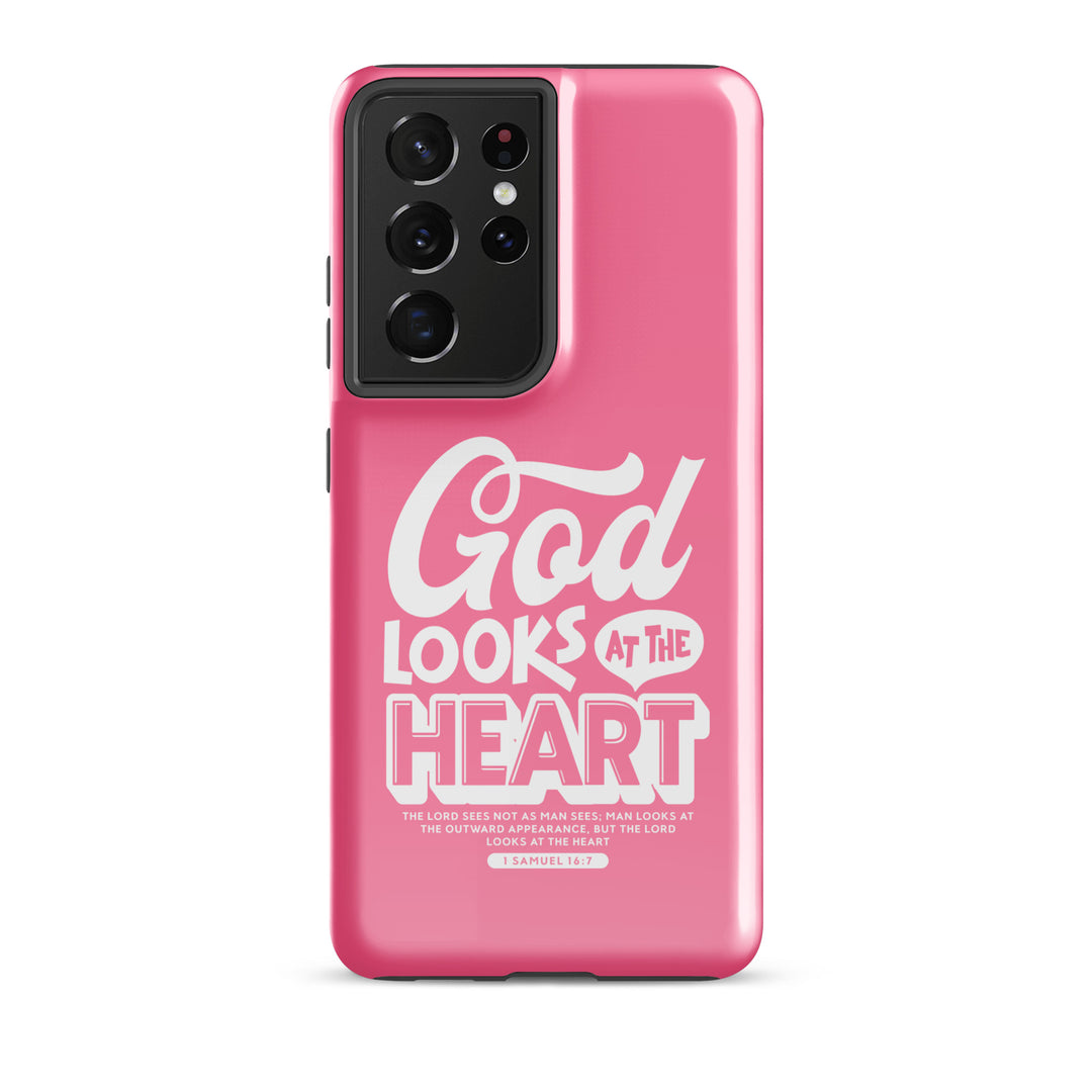 Christian Phone Case God Looks At Heart  for Samsung® Samsung® Phone Cases Glossy Samsung Galaxy S21 Ultra 