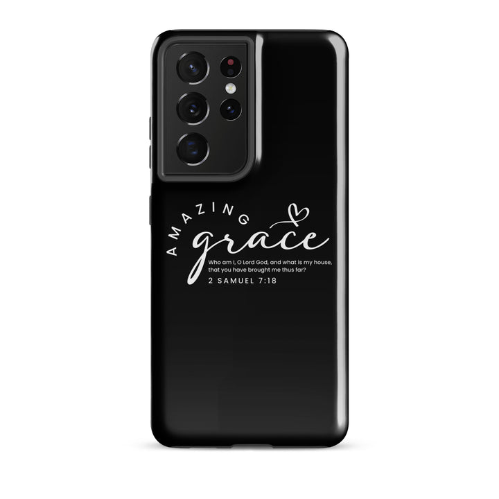 Christian Phone Case Amazing Grace Heart Black for Samsung® Samsung® Phone Cases Glossy Samsung Galaxy S21 Ultra 