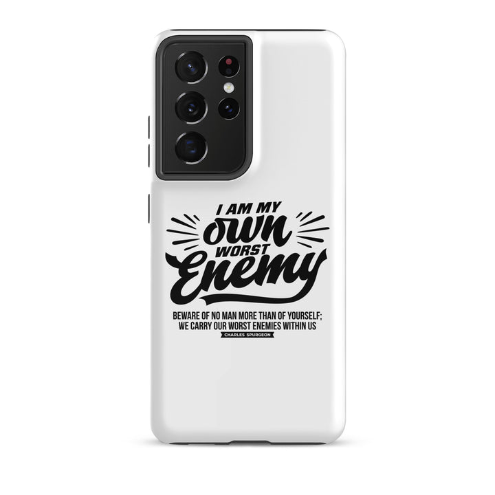 Christian Phone Case Worst Enemy White for Samsung® Samsung® Phone Cases Glossy Samsung Galaxy S21 Ultra 