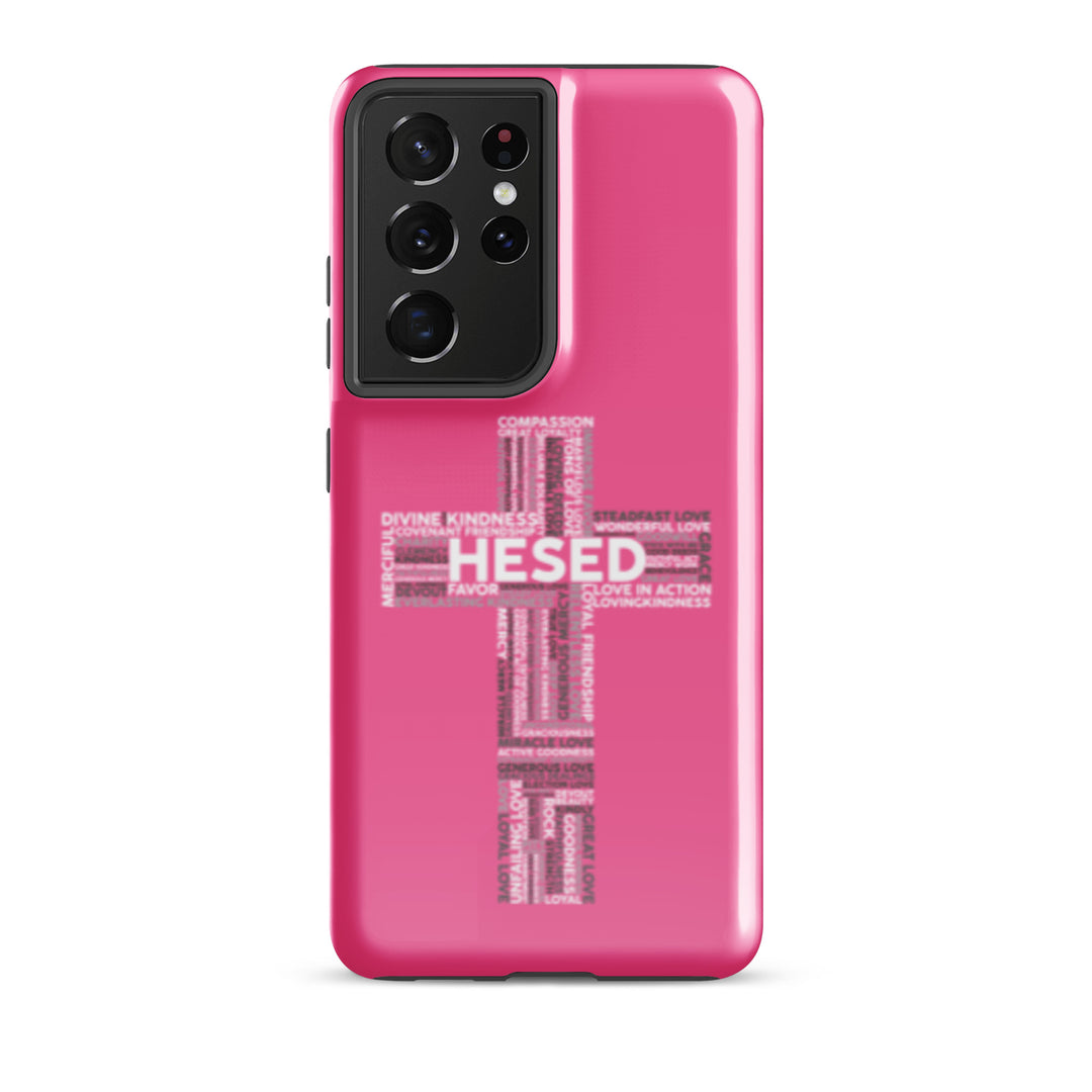 Christian Phone Case Hesed Cross Pink for Samsung® Samsung® Phone Cases Glossy Samsung Galaxy S21 Ultra 