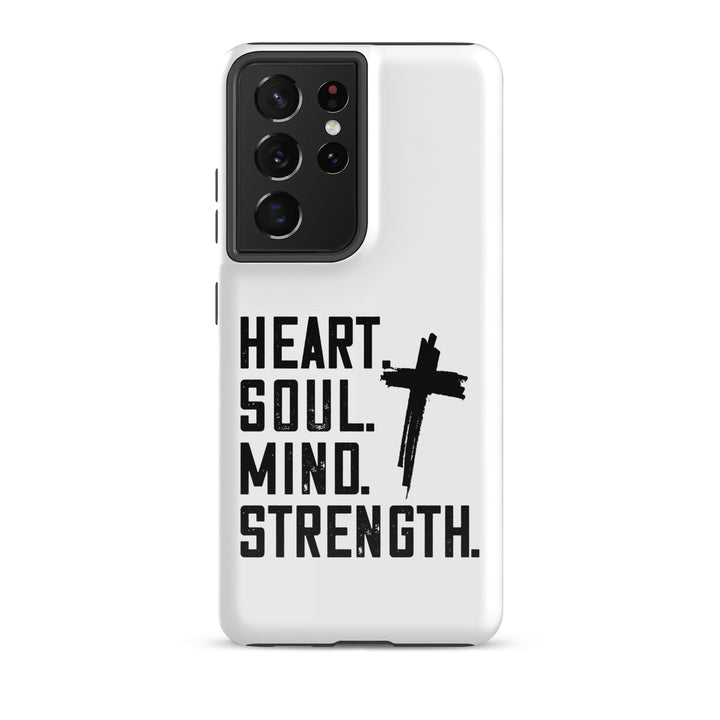 Christian Phone Case Heart Soul Mind Strength White for Samsung® Samsung® Phone Cases Glossy Samsung Galaxy S21 Ultra 