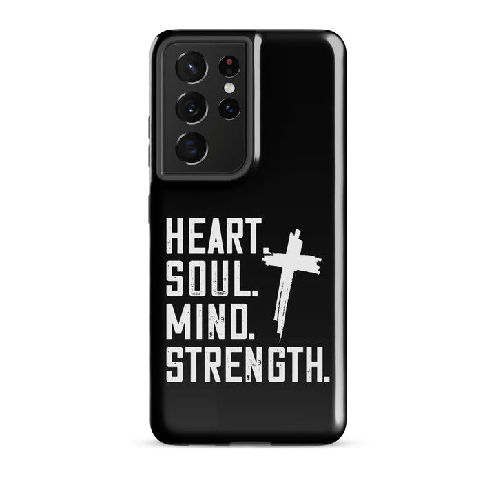 Christian Phone Case Heart Soul Mind Strength Black  for Samsung® Samsung® Phone Cases Glossy Samsung Galaxy S21 Ultra 